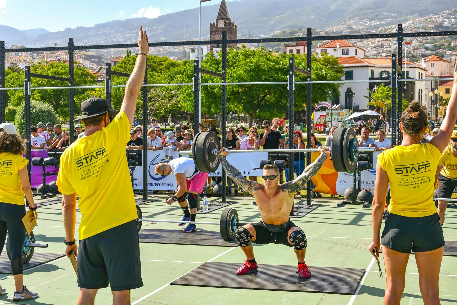 Man doing a WOD with Overhead Squat at Madeira Games